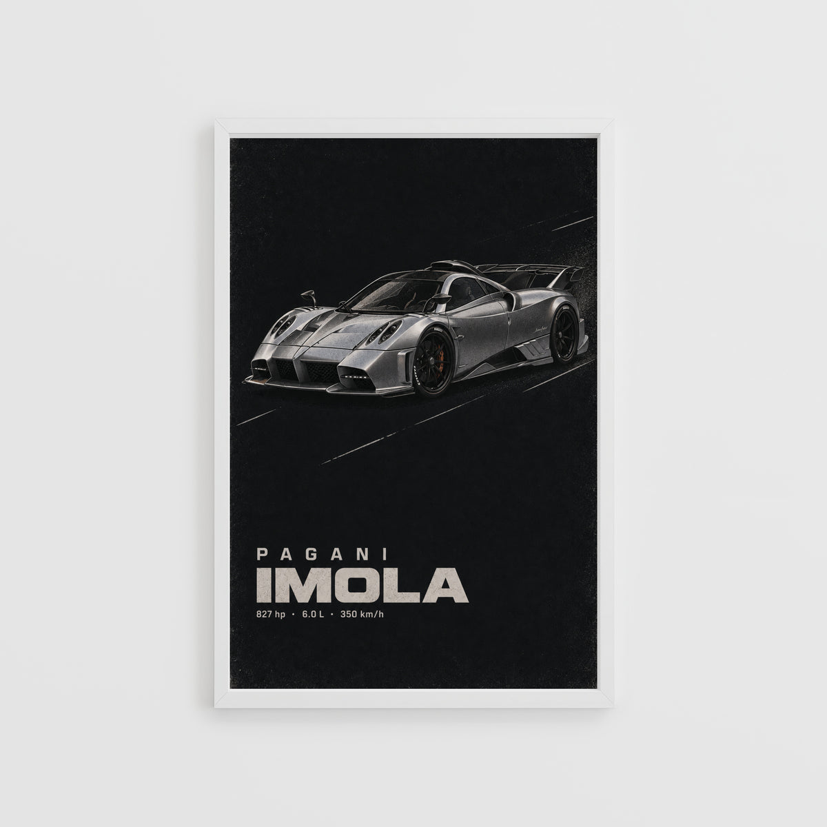 Vintage Pagani Imola Print, Supercar Wall Art