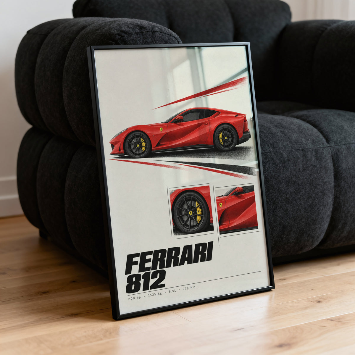 Vintage Ferrari 812 Print, Red Supercar Wall Art