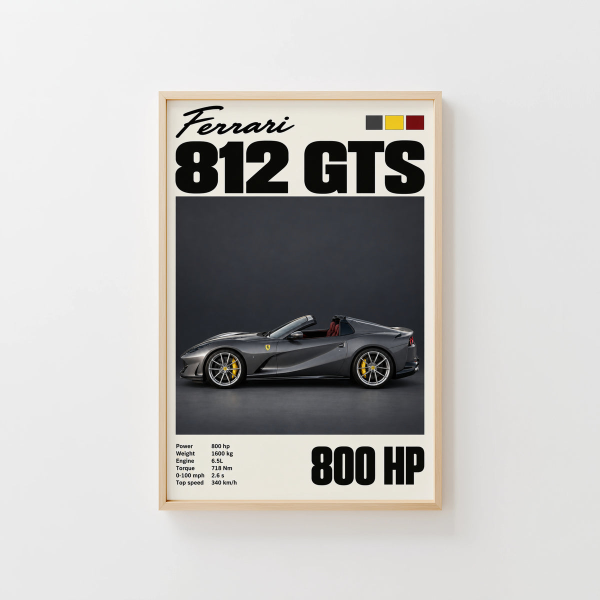 Vintage Ferrari 812 GTS Print, Car Wall Art