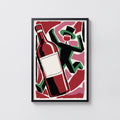 Vintage Wine Print Poster, Red Wine Bottle Wall Art