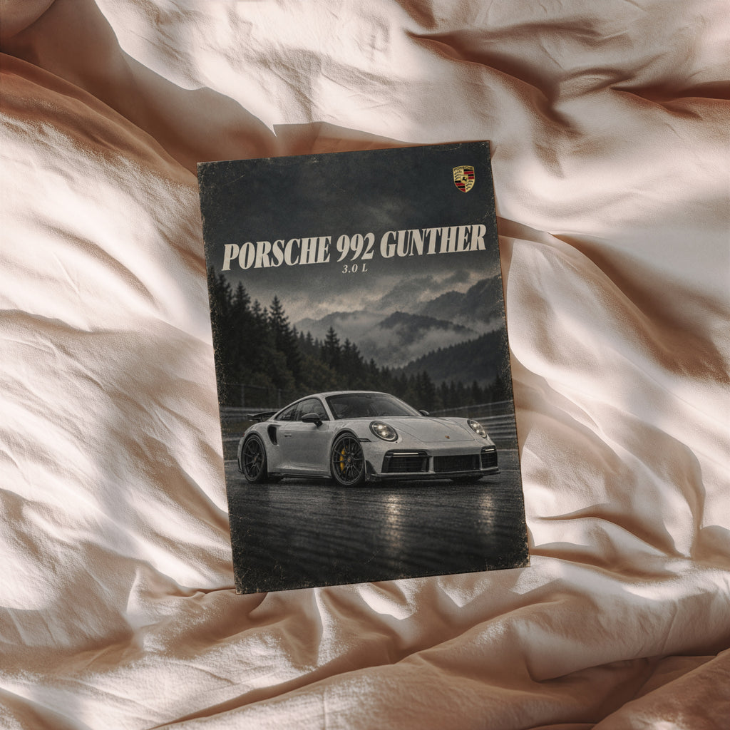Vintage Porsche 992 Gunther Print, Car Wall Art