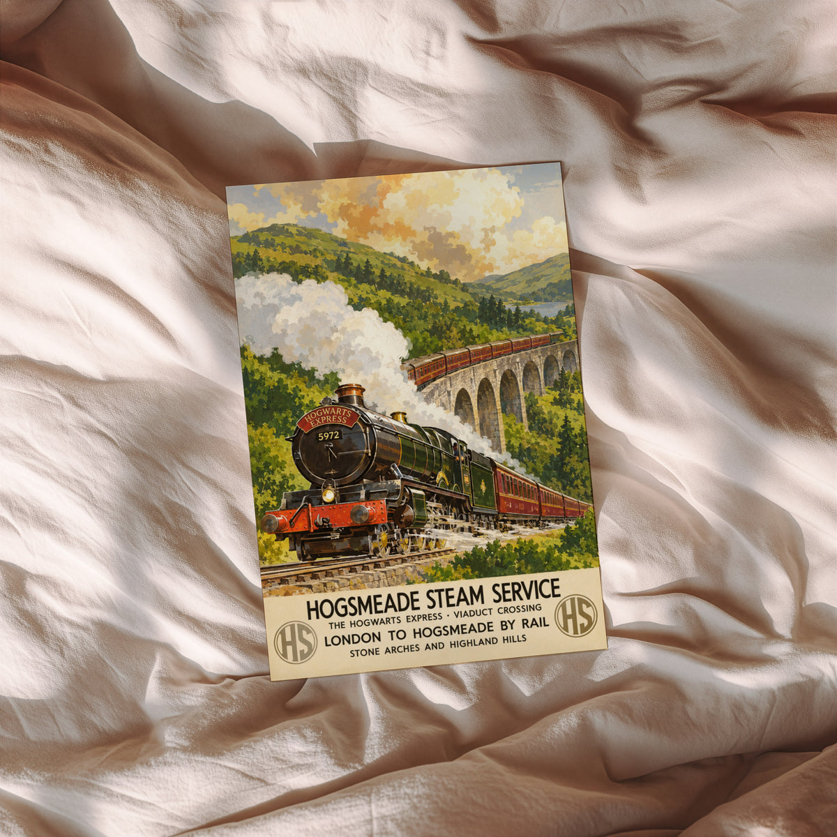 Vintage Steam Train Print Poster, Railway Wall Art