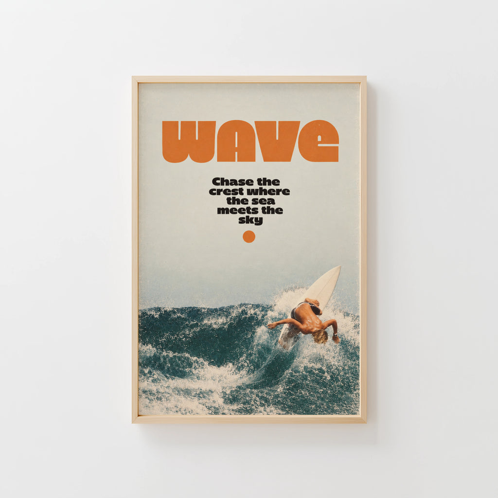 Vintage Surf Print, Retro Wave Poster, Surfer Wall Art