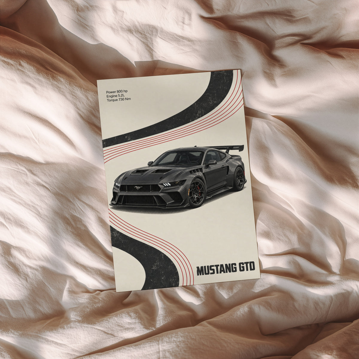 Vintage Mustang GTD Print, Car Wall Art