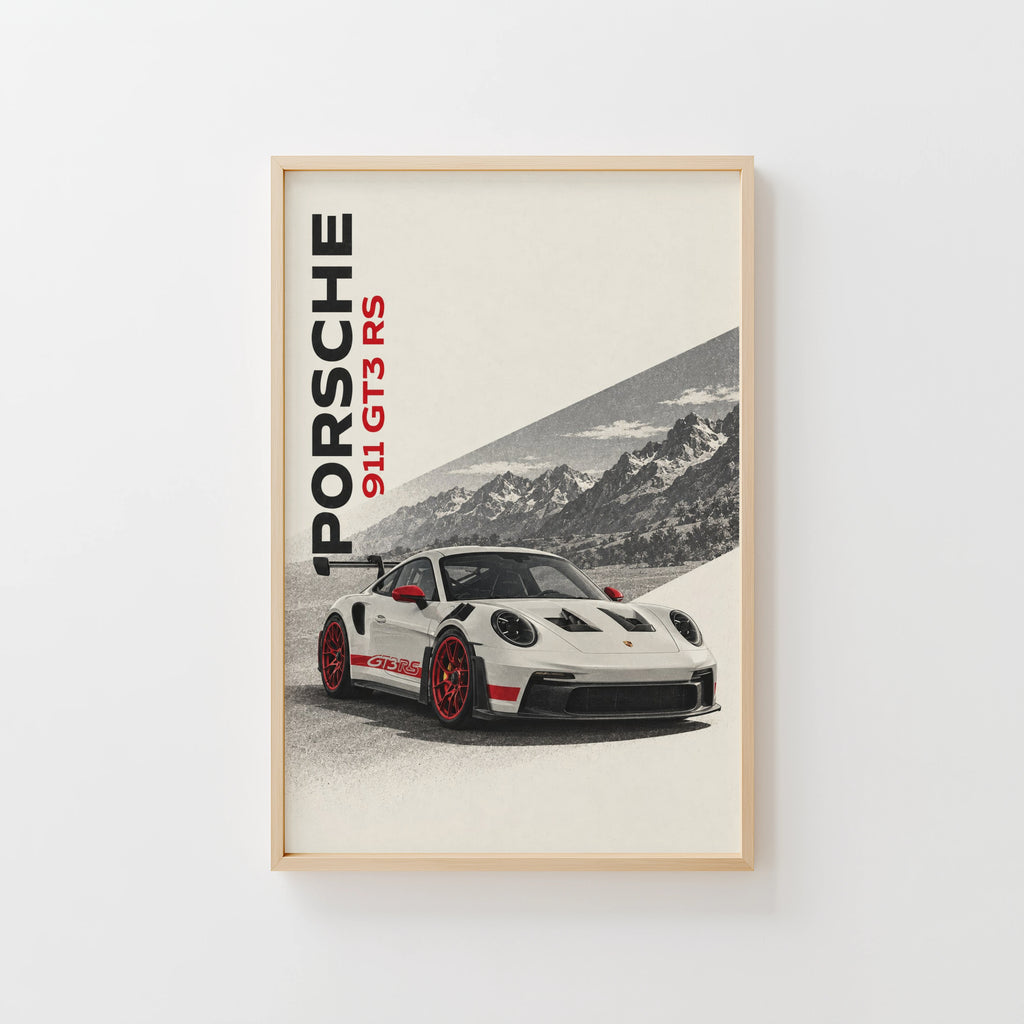 Vintage Porsche 911 GT3 RS Print, Car Poster Wall Art
