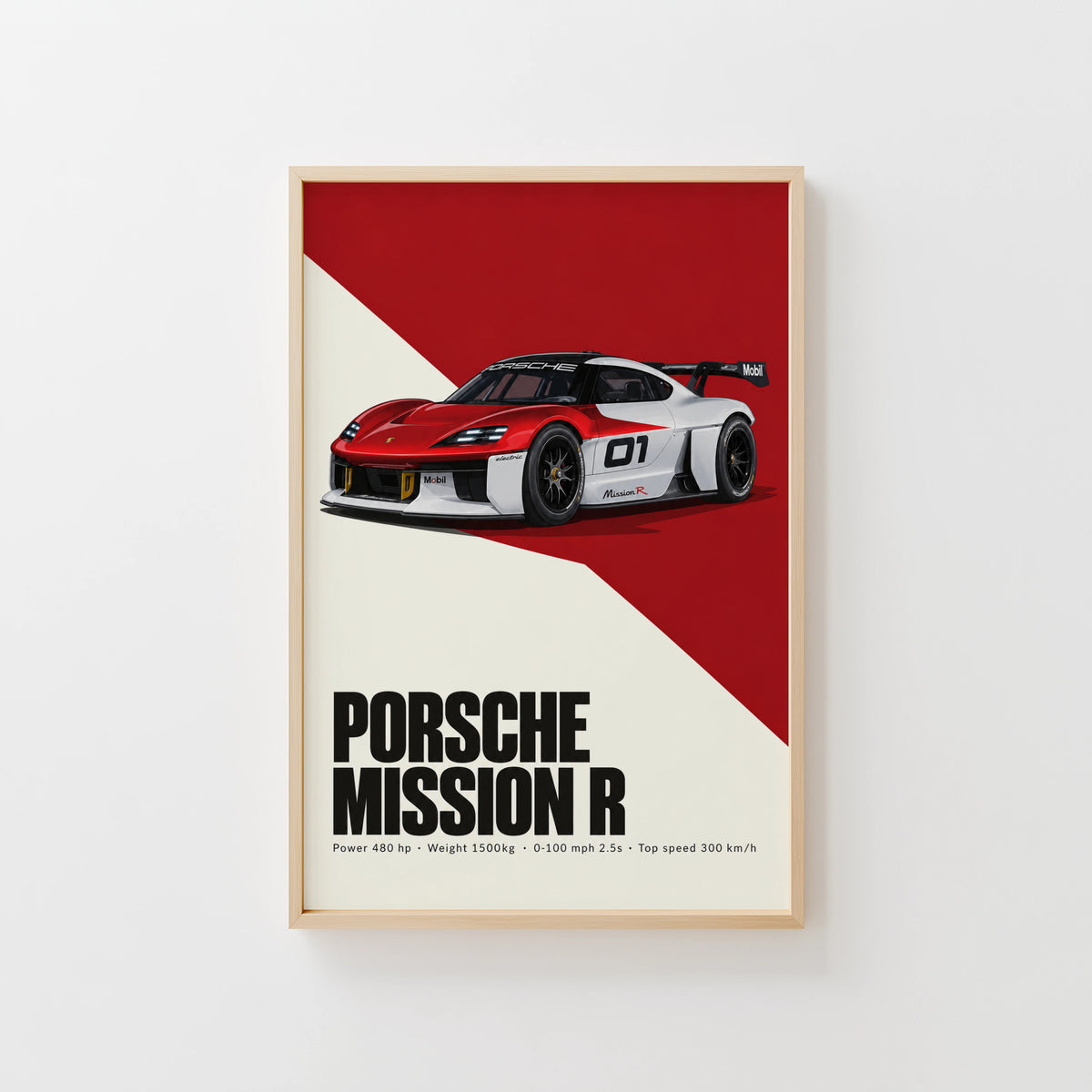 Vintage Porsche Mission R Print, Car Wall Art