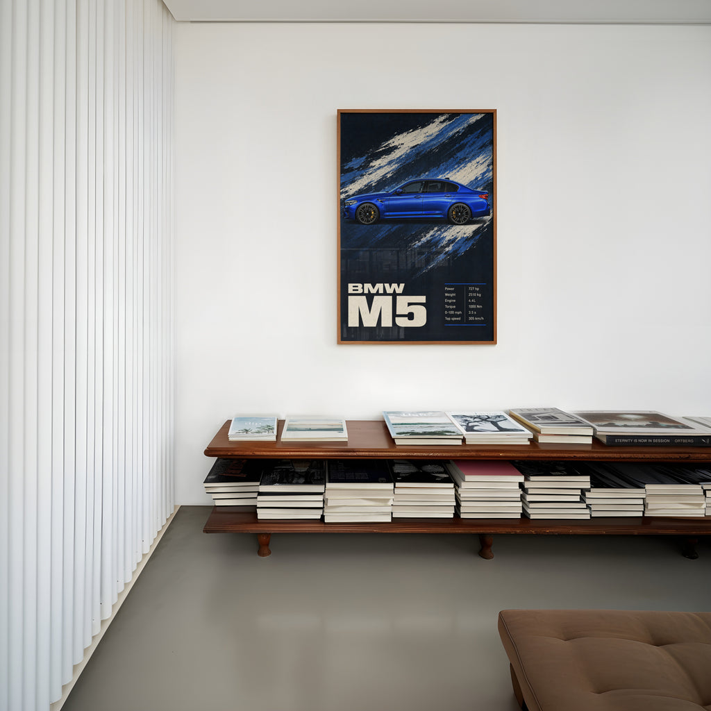 Vintage BMW M5 Print, Car Wall Art for Men