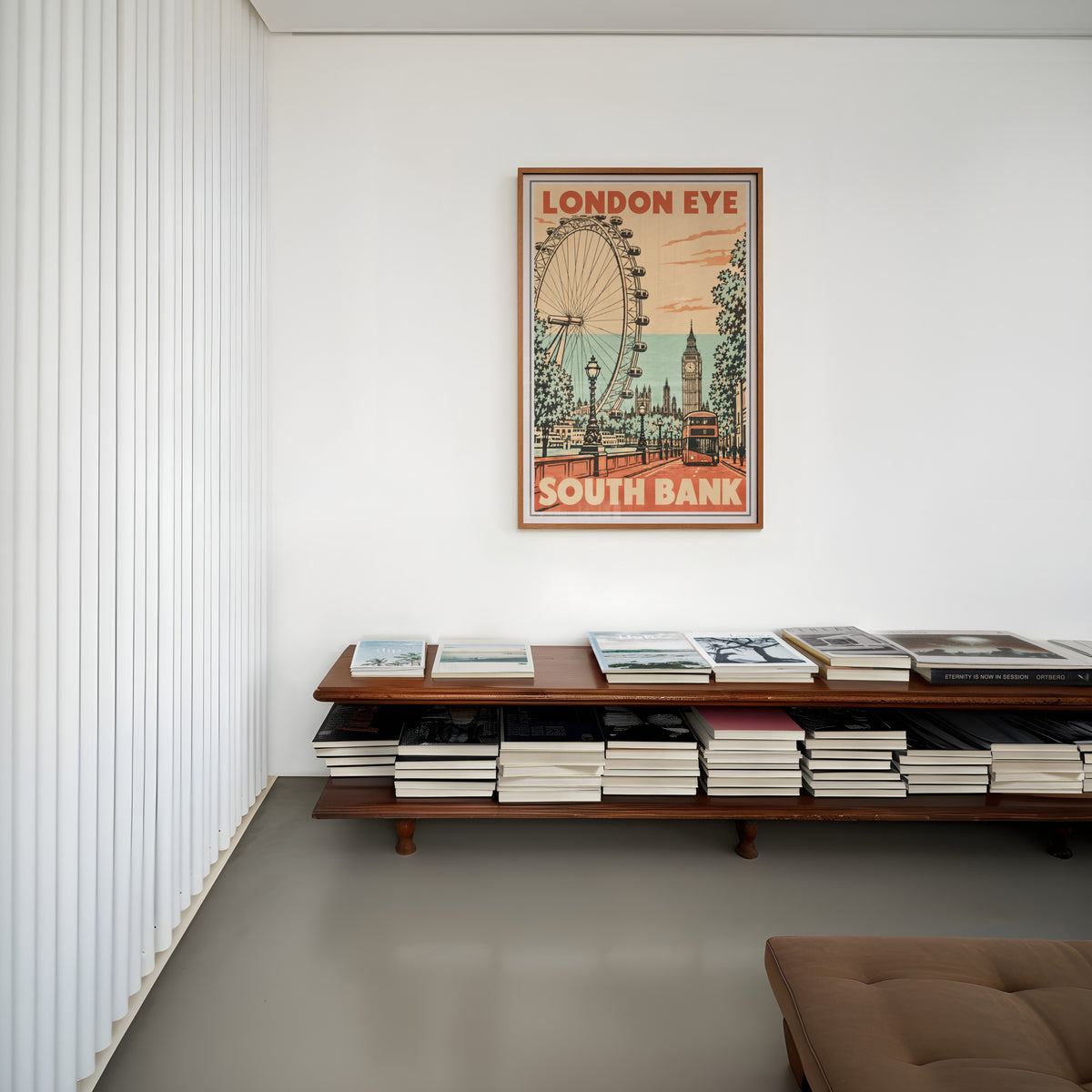 Vintage London Eye Poster, South Bank Wall Art, Print