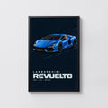 Vintage Lamborghini Revuelto Print, Blue Supercar