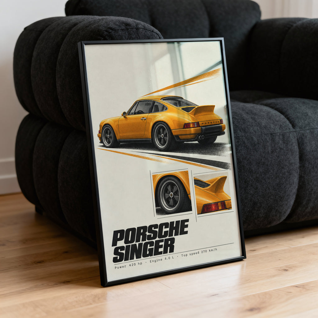 Vintage Porsche Singer Print, Car Wall Art
