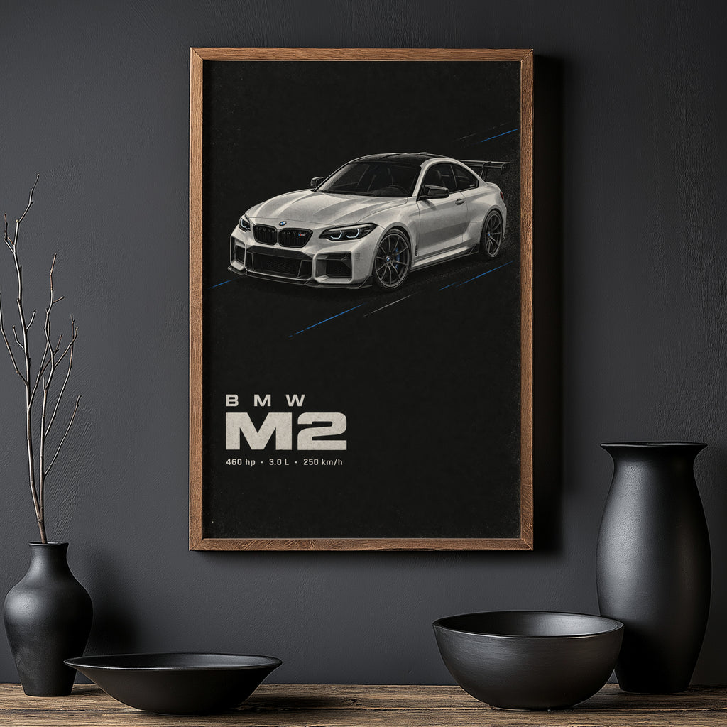 Vintage BMW M2 Print, Sports Car Wall Art