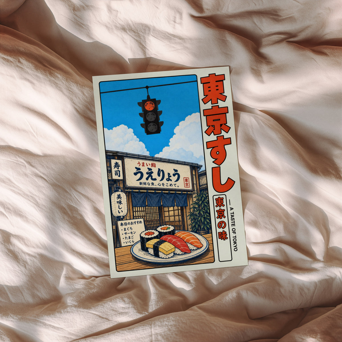 Vintage Tokyo Sushi Print, Japanese Food Poster Wall Art