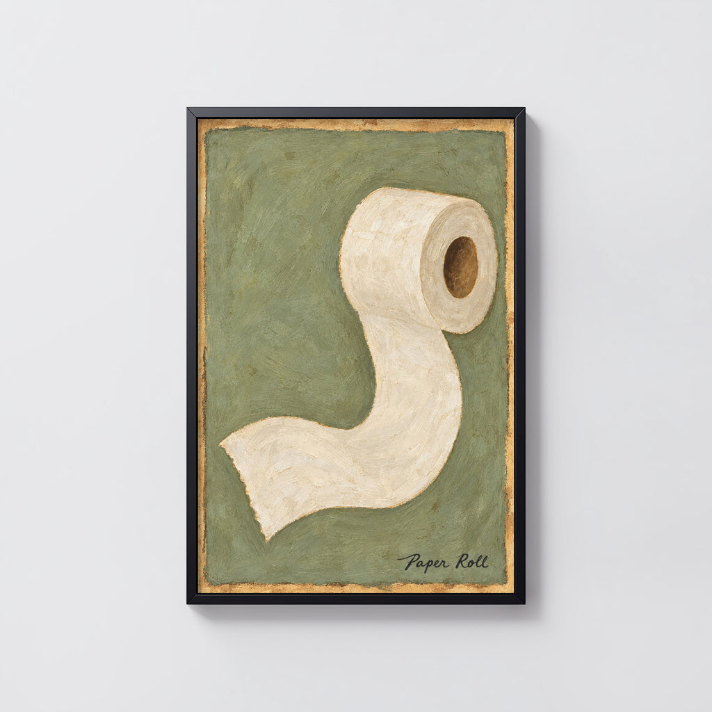 Vintage Toilet Roll Print and Poster, Sage Green Art