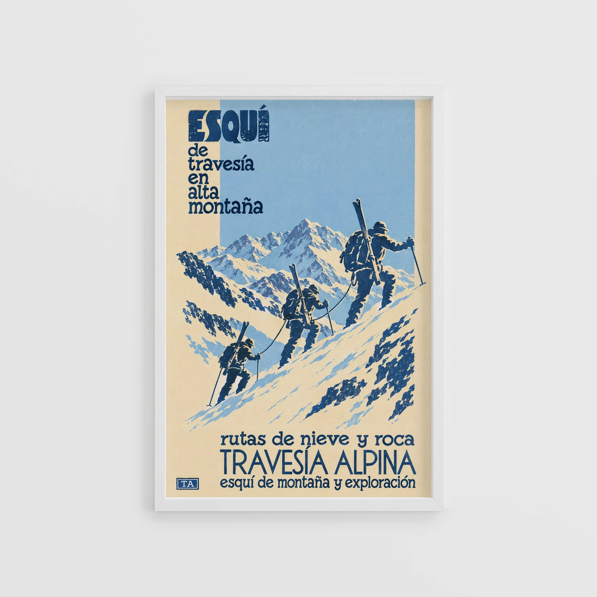 Vintage Ski Touring Alpine Print, Mountain Climbing Poster
