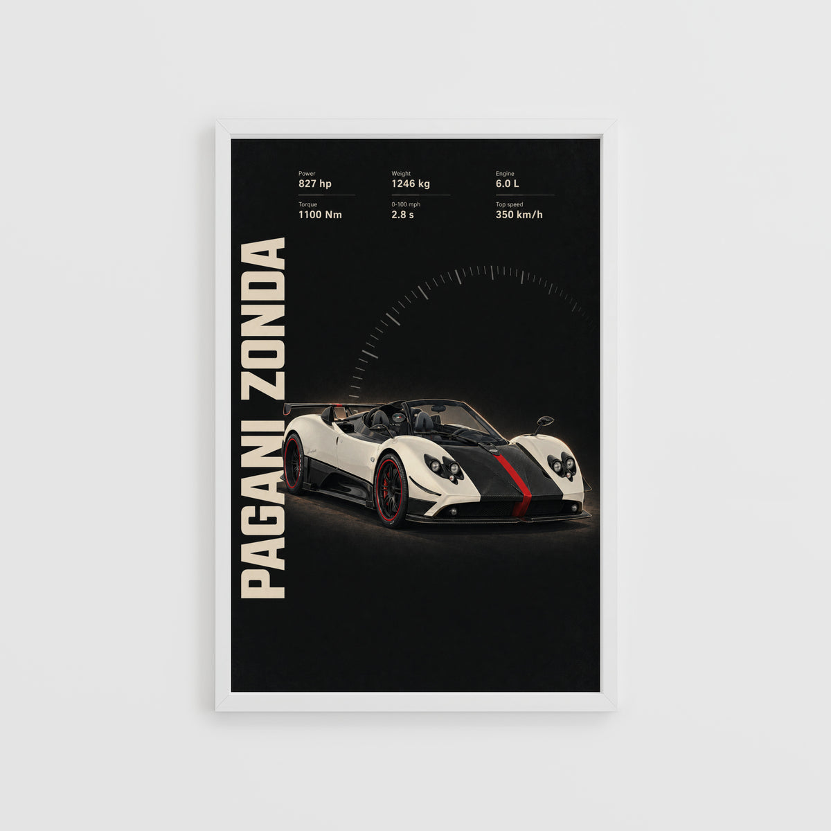 Vintage Pagani Zonda Print, Supercar Wall Art