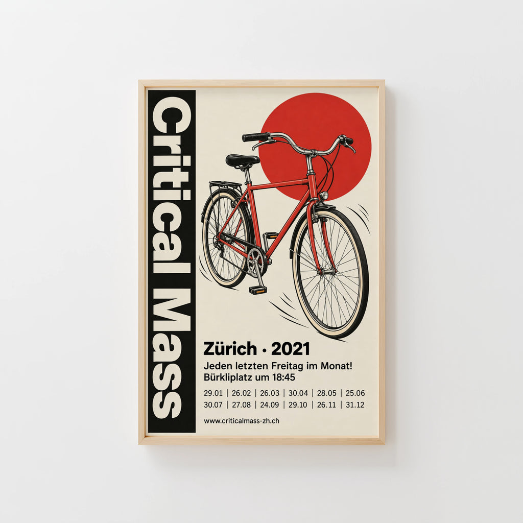 Vintage Cycling Poster, Bicycle Wall Art, Zurich Print