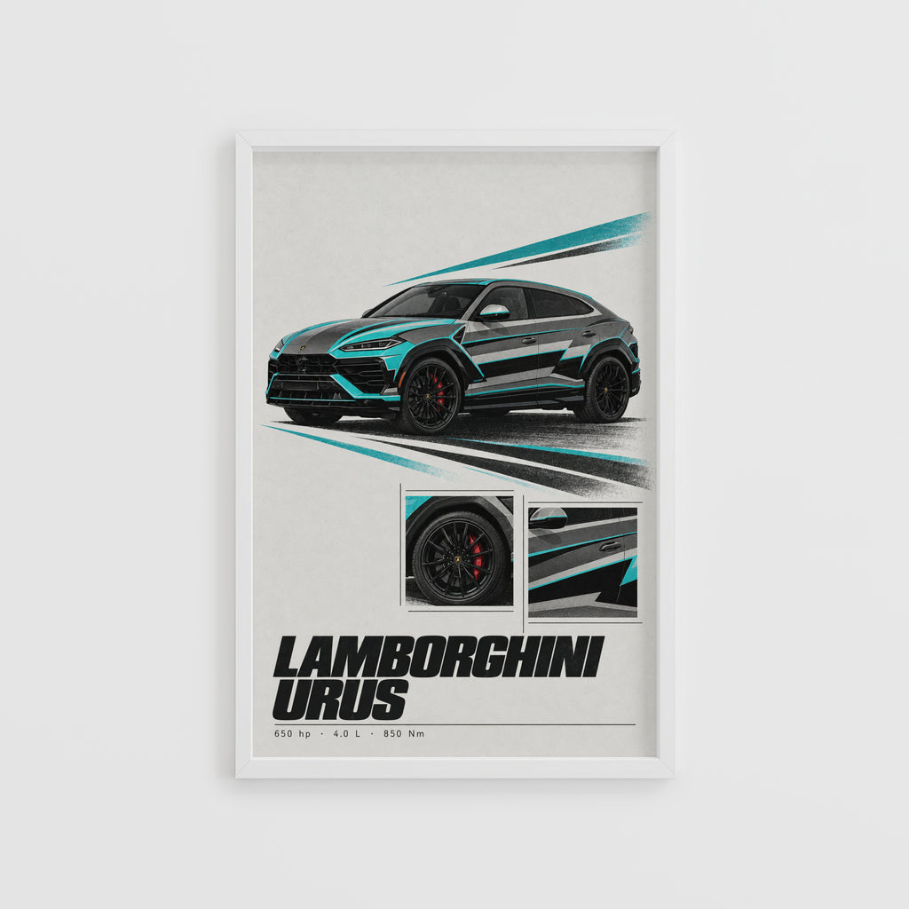 Vintage Lamborghini Urus Print, Car Wall Art