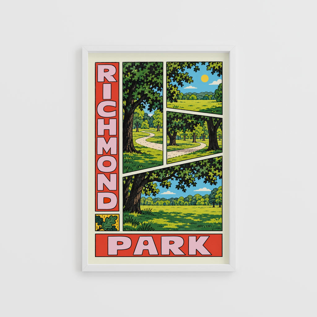 Vintage Richmond Park Poster, London Wall Art Print