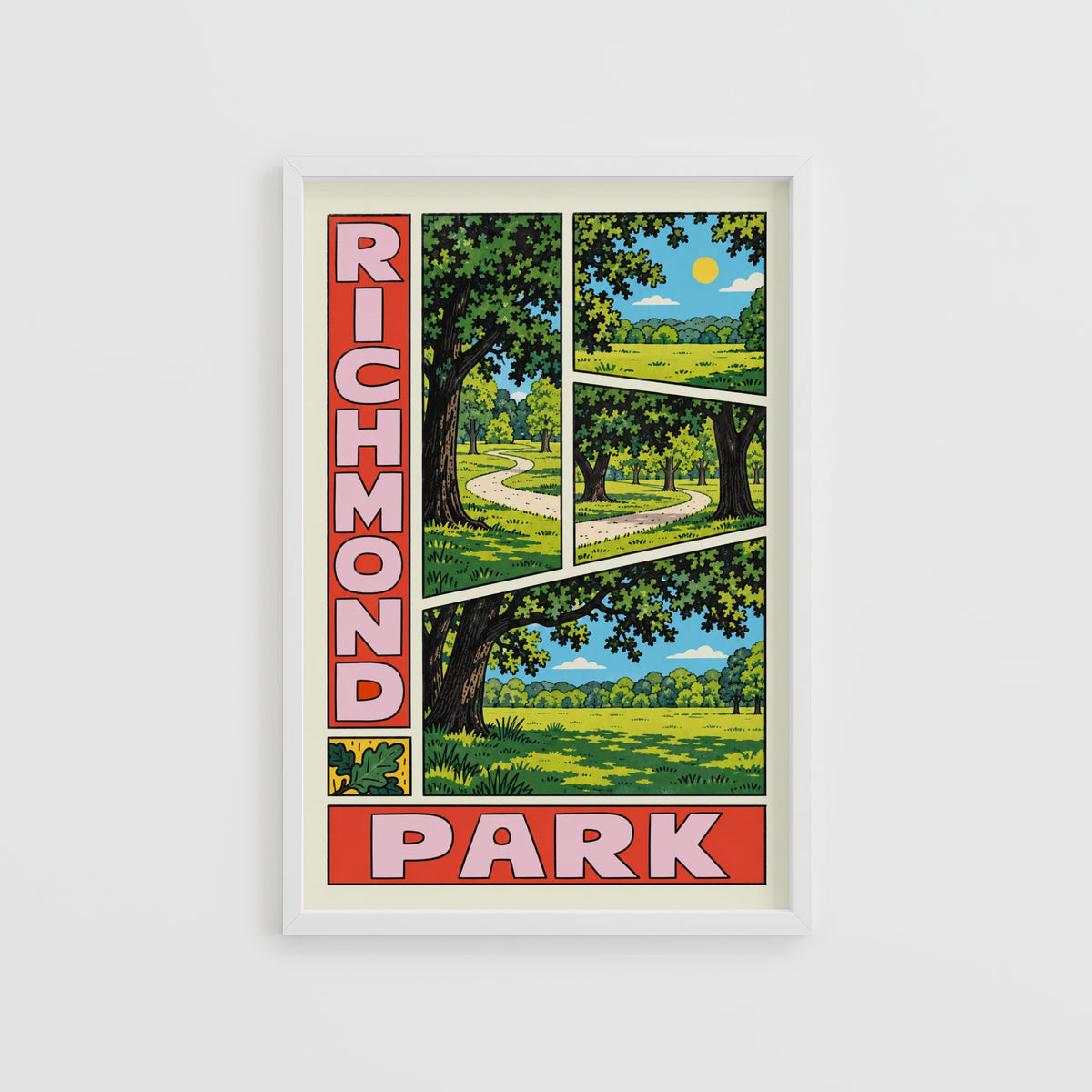Vintage Richmond Park Poster, London Wall Art Print
