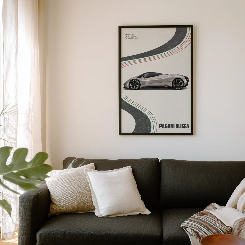 Vintage Pagani Alisea Print, Supercar Poster, Car Wall Art