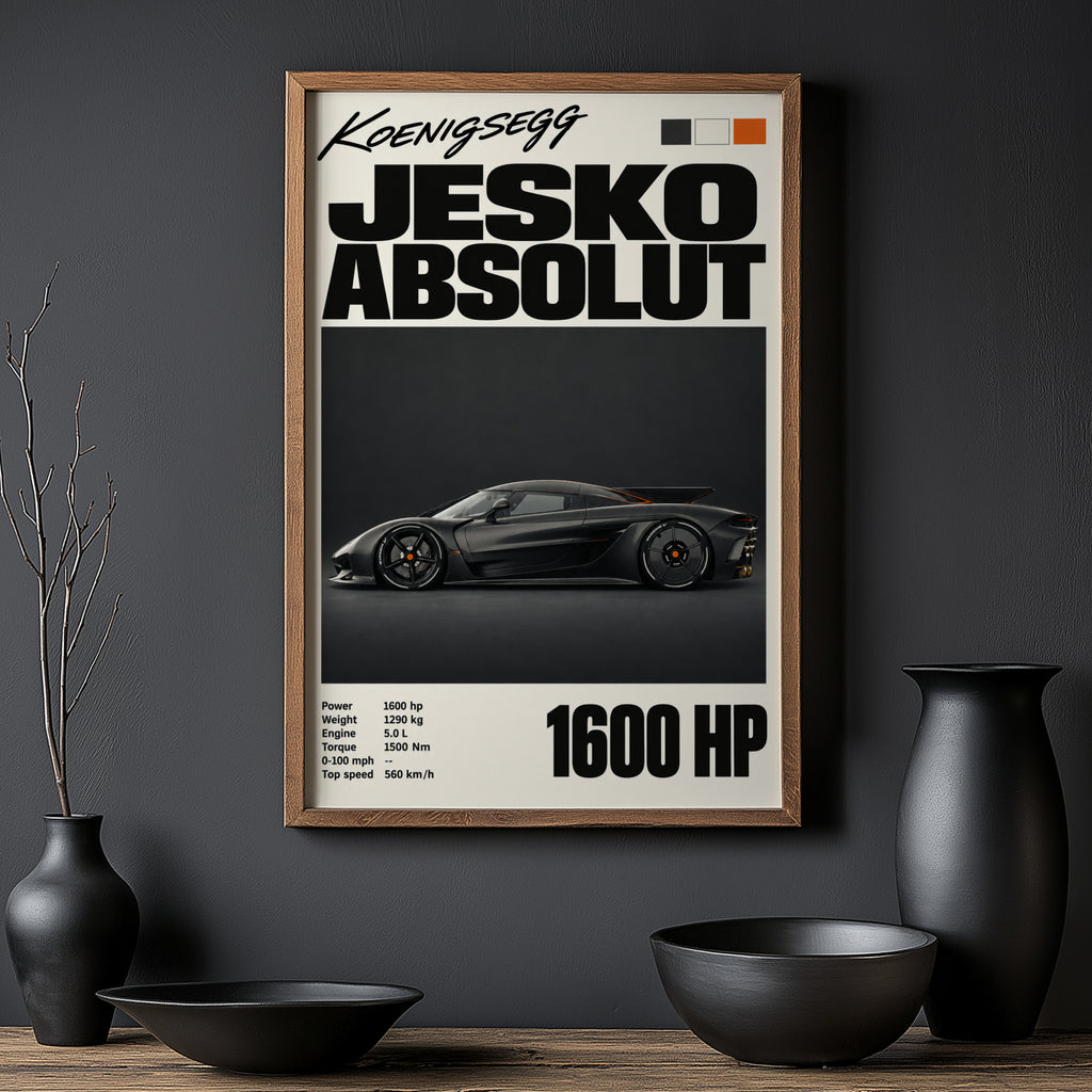 Vintage Koenigsegg Jesko Absolut Print, Car Wall Art