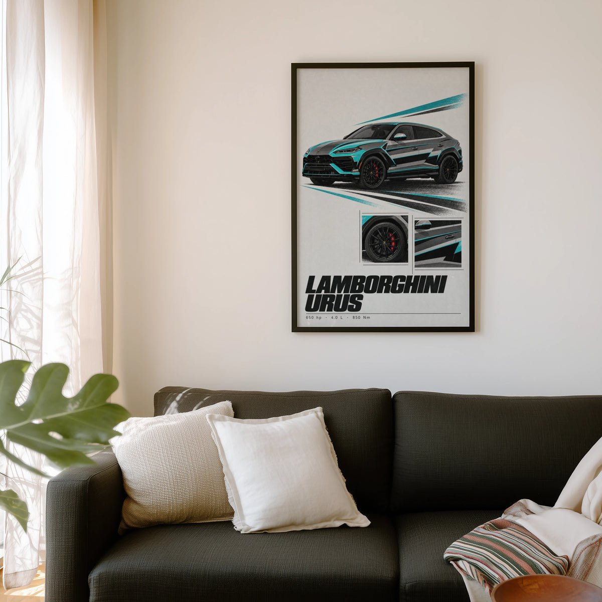 Vintage Lamborghini Urus Print, Car Wall Art