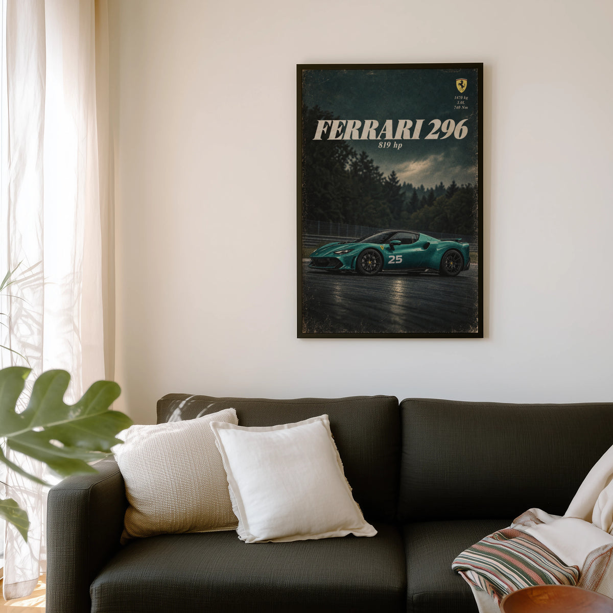 Vintage Ferrari 296 Print, Car Wall Art, Supercar