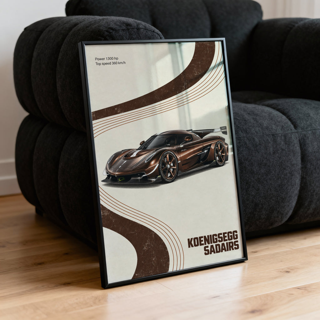Vintage Koenigsegg Supercar Print, Car Wall Art