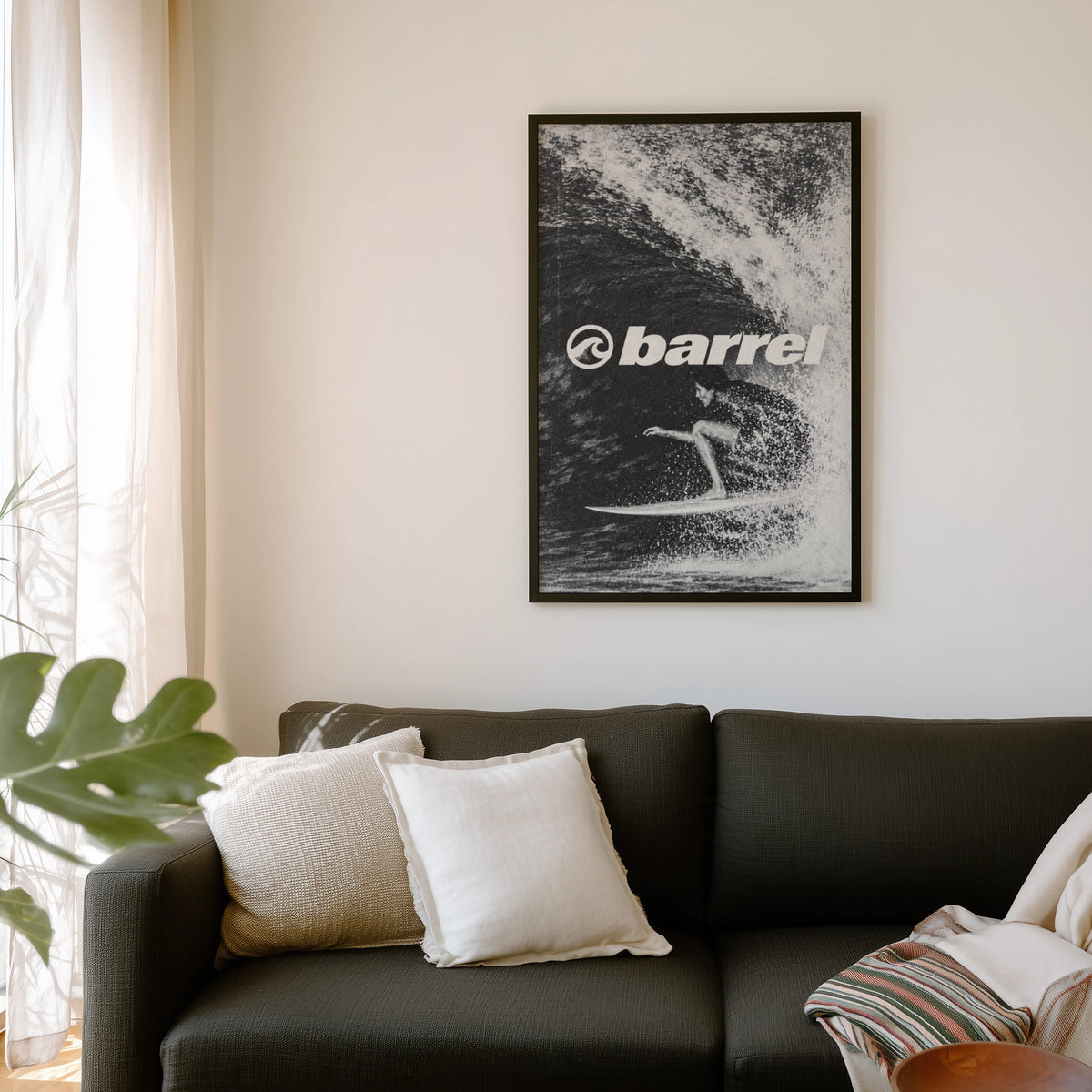 Vintage Barrel Surf Print, Surfer Poster, Wave Wall Art