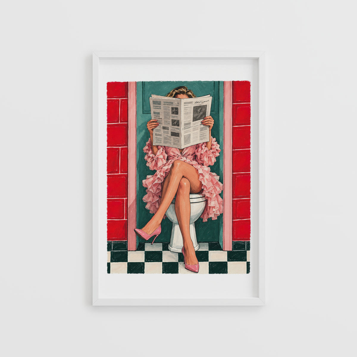 Vintage Bathroom Print and Poster, Retro Toilet Wall Art