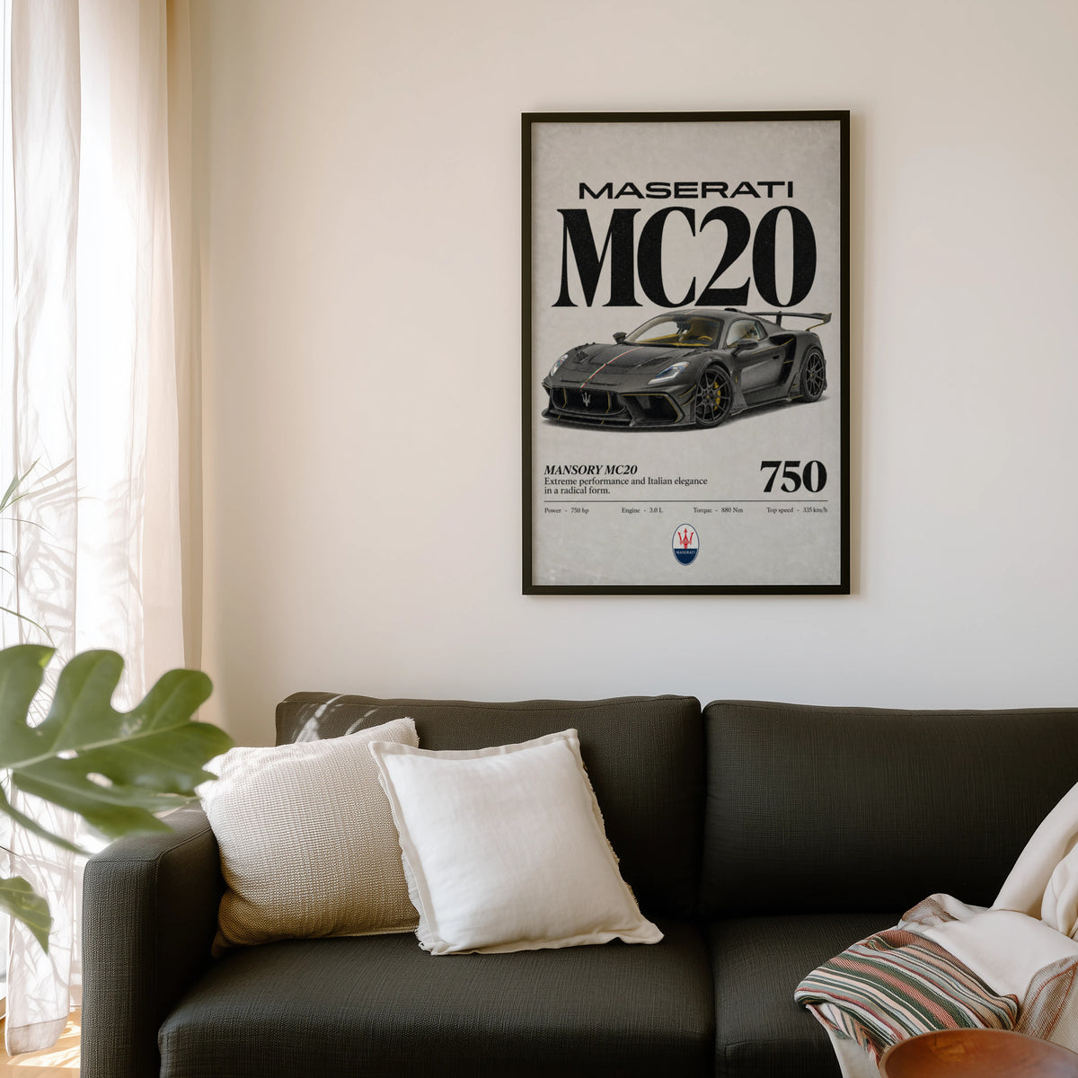 Vintage Maserati MC20 Print, Supercar Wall Art