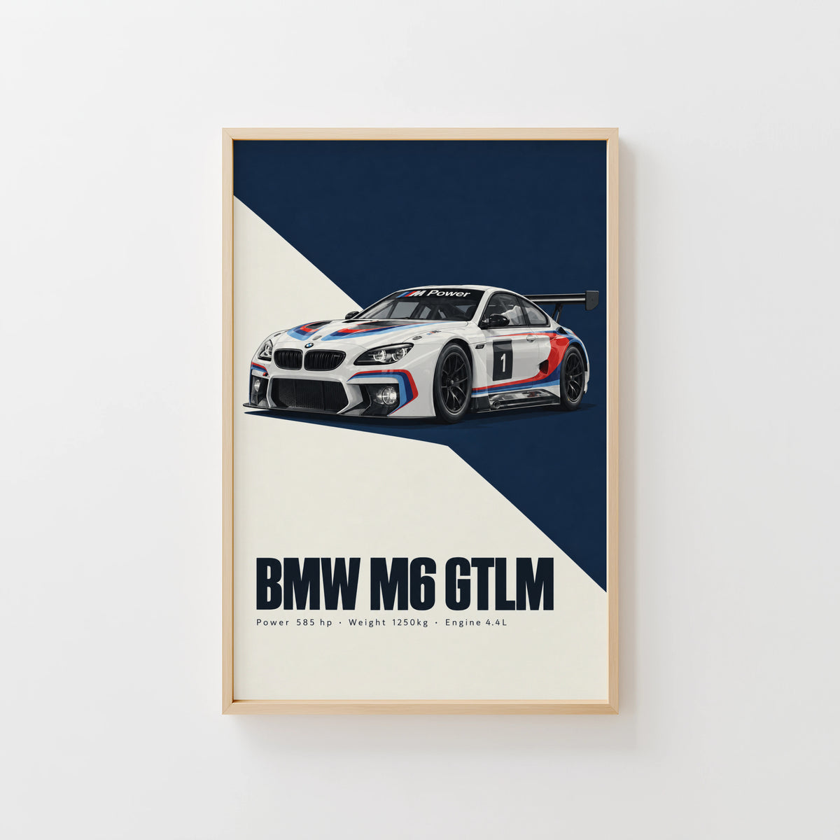 Vintage BMW M6 GTLM Racing Car Print, Wall Art