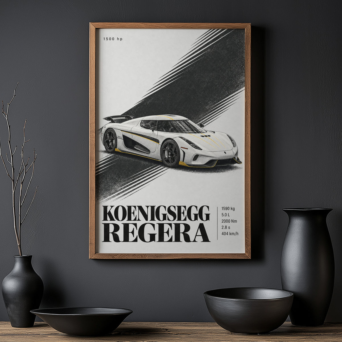 Vintage Koenigsegg Regera Print, Hypercar Wall Art