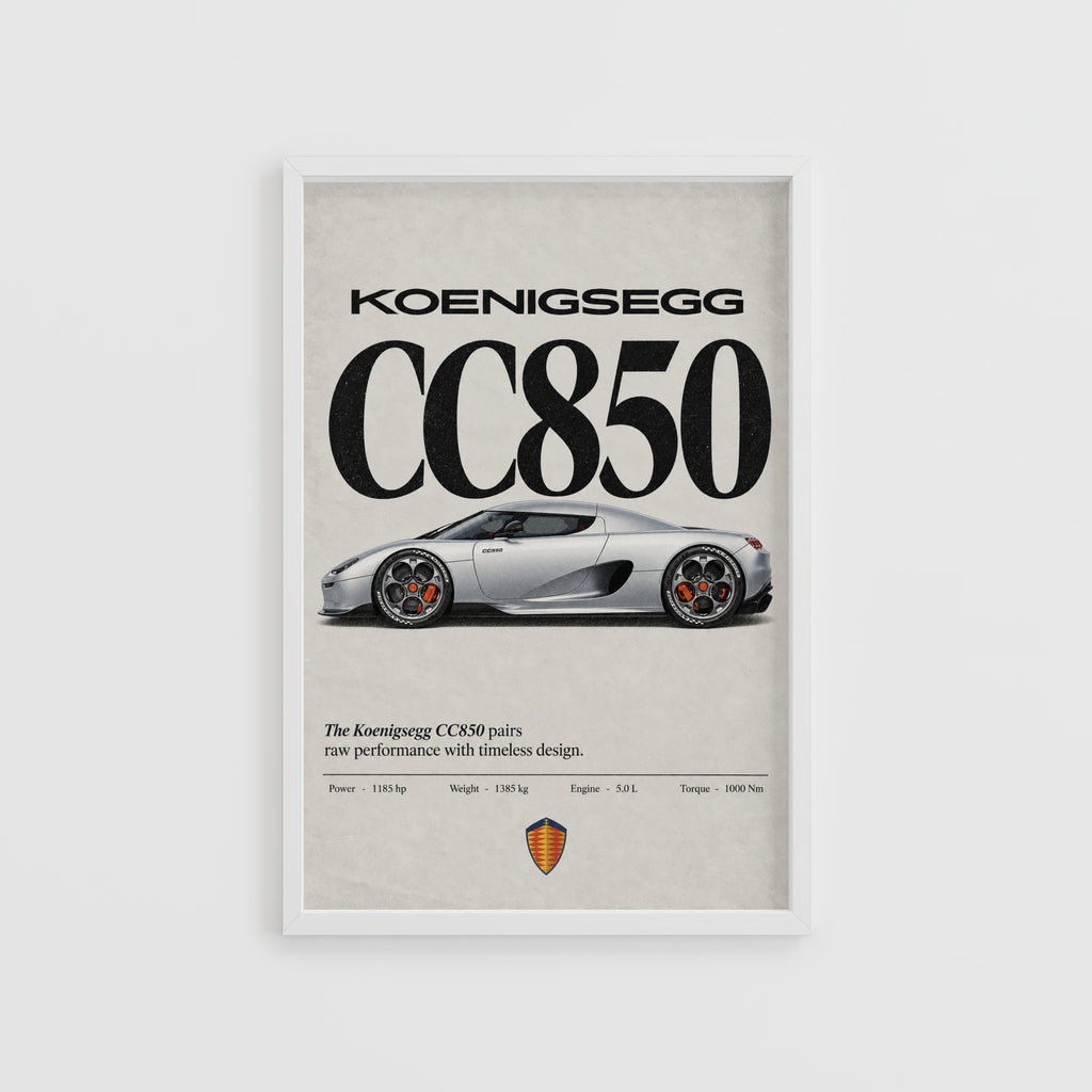 Vintage Koenigsegg CC850 Print, Supercar Wall Art