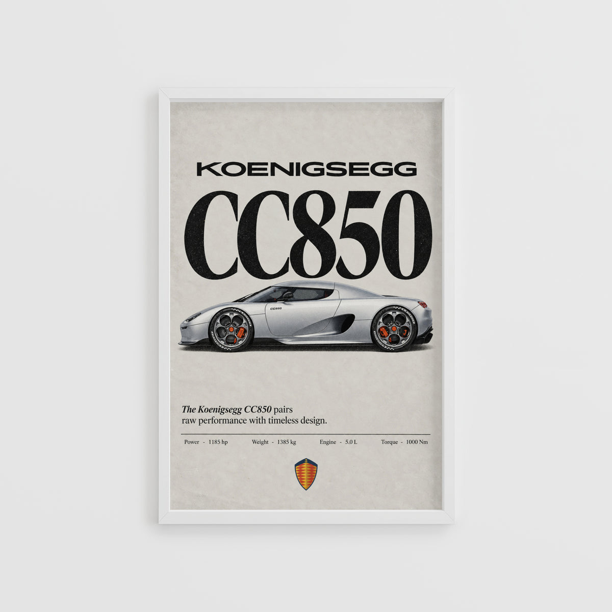 Vintage Koenigsegg CC850 Print, Supercar Wall Art