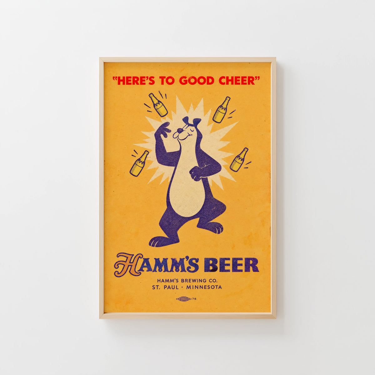 Vintage Hamm's Beer Bear Print, Brewery Poster, Bar Decor
