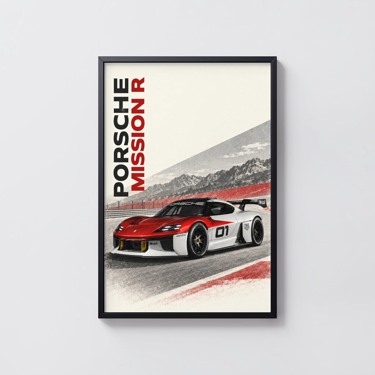 Vintage Porsche Mission R Print, Race Car Wall Art