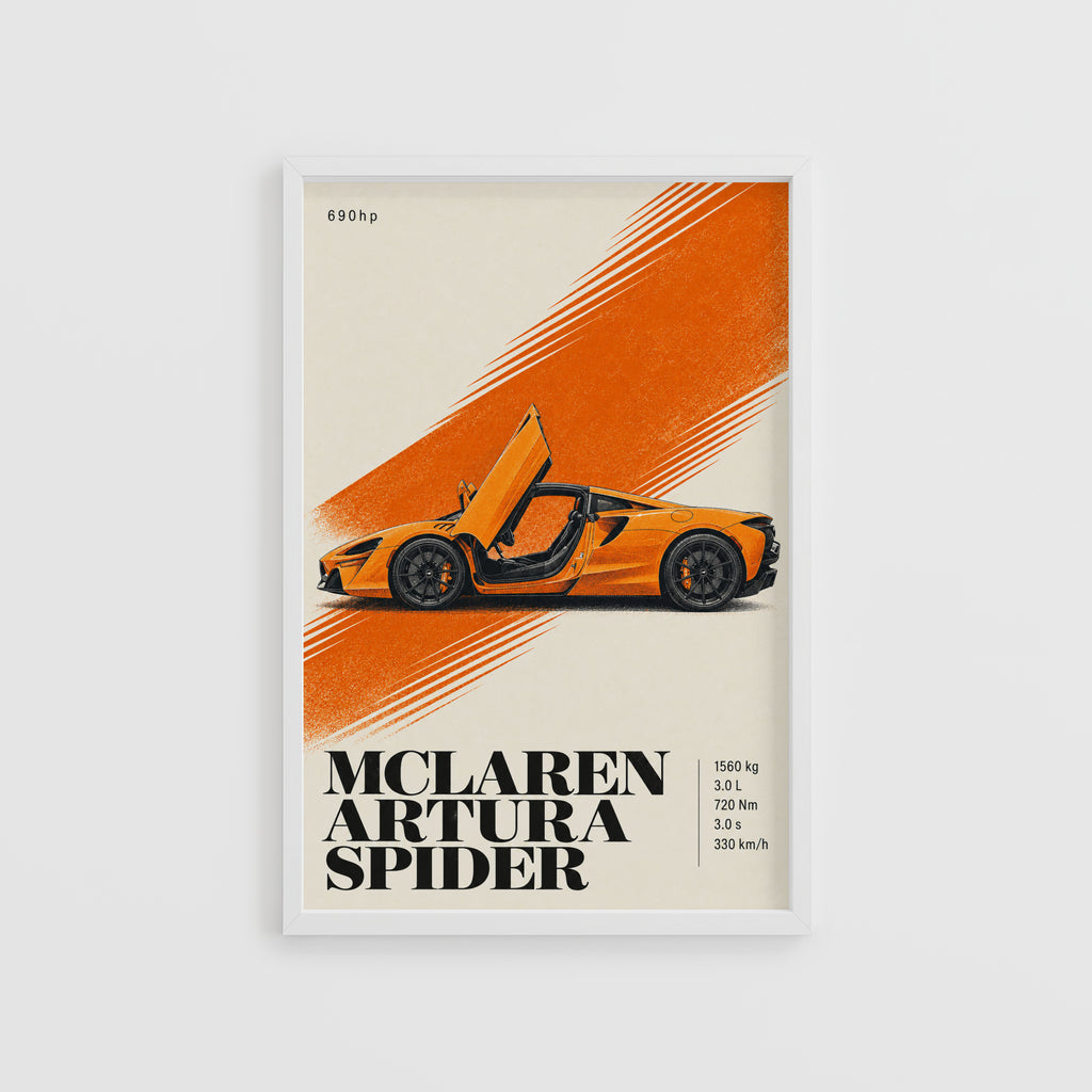 Vintage McLaren Artura Spider Print, Supercar Art