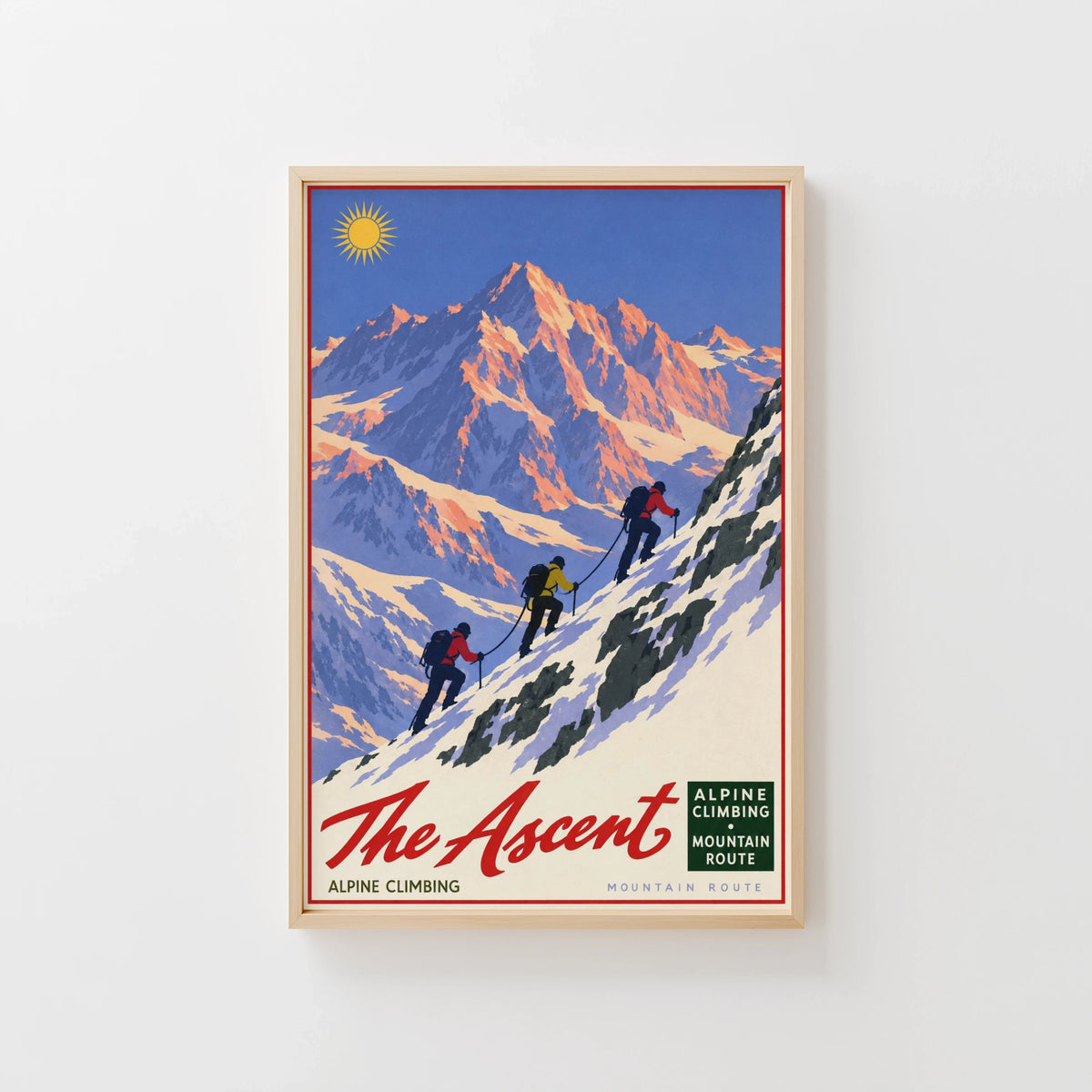 Vintage Alpine Climbing Mountain Route Print, Poster