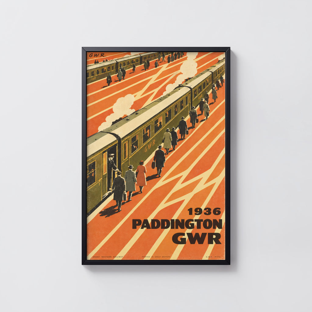 Vintage Paddington Station GWR Print Poster, Railway Art