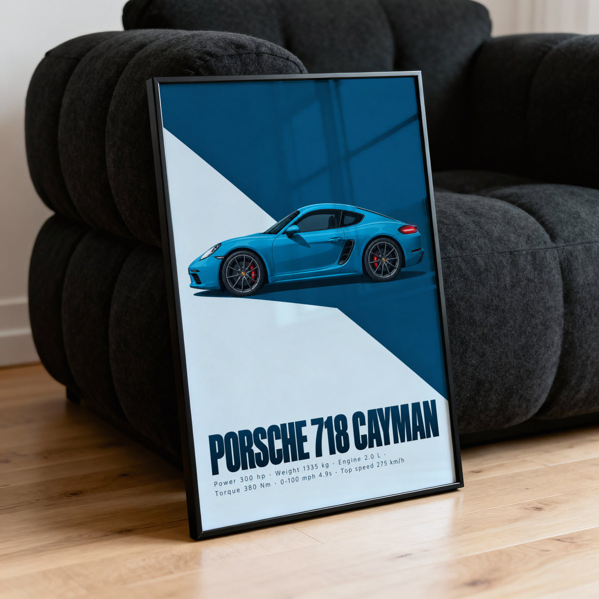 Vintage Porsche 718 Cayman Print, Sports Car Art