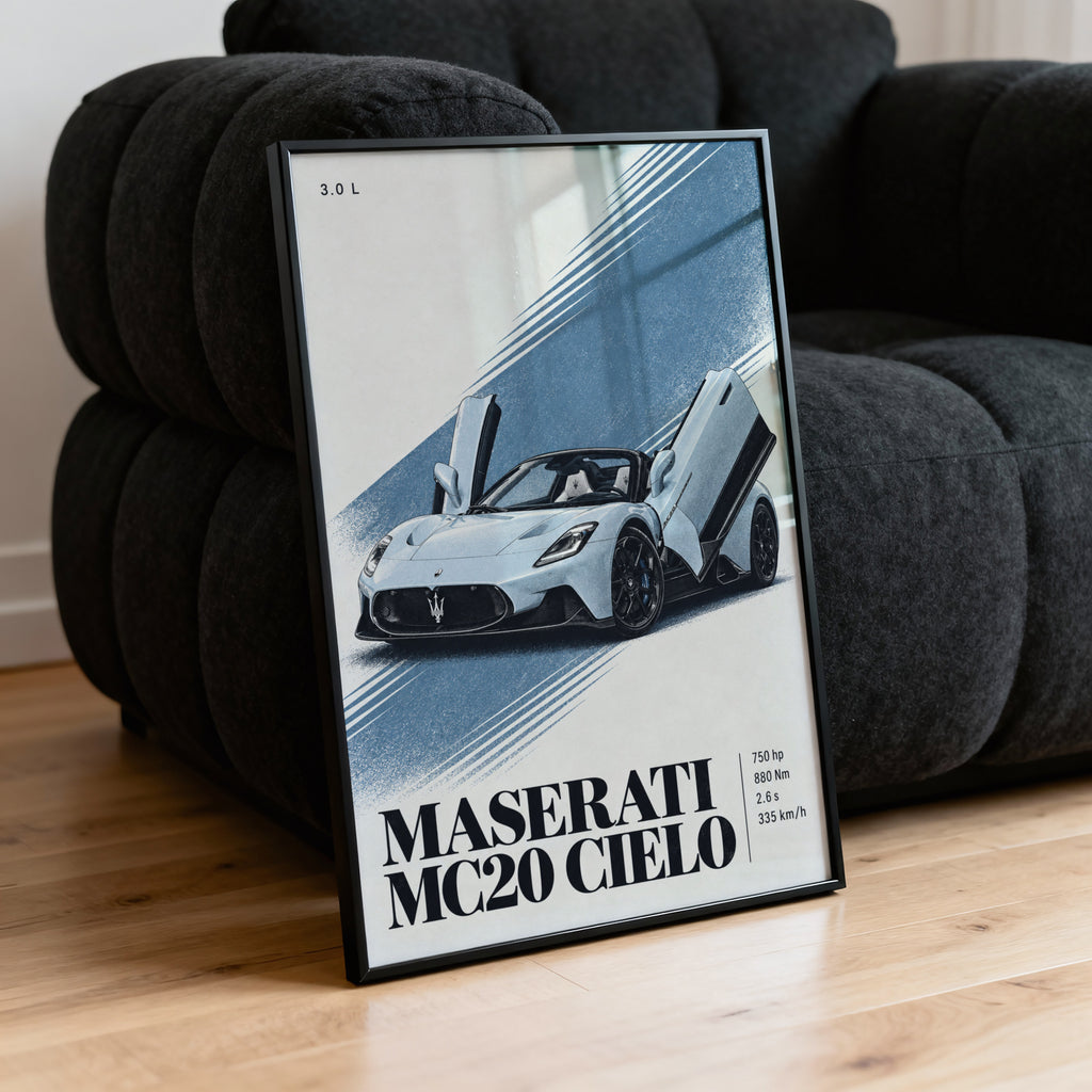 Vintage Maserati MC20 Cielo Car Print, Wall Art