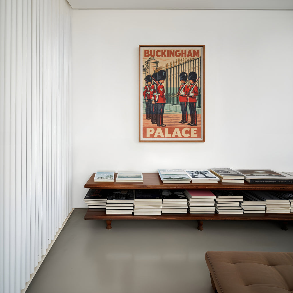 Vintage Buckingham Palace Poster, London Guards Print