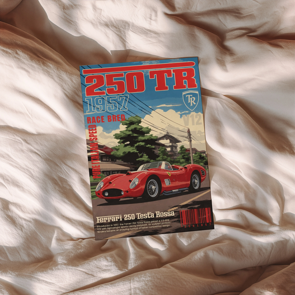 Vintage 1957 Ferrari 250 Testa Rossa Print, Car Poster