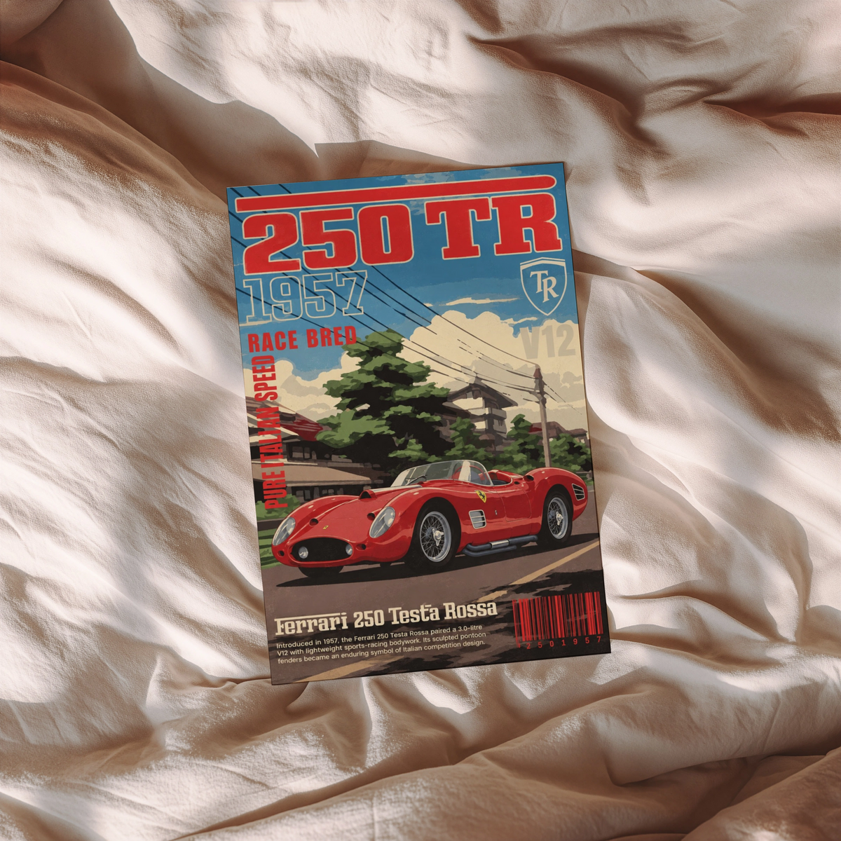 Vintage 1957 Ferrari 250 Testa Rossa Print, Car Poster