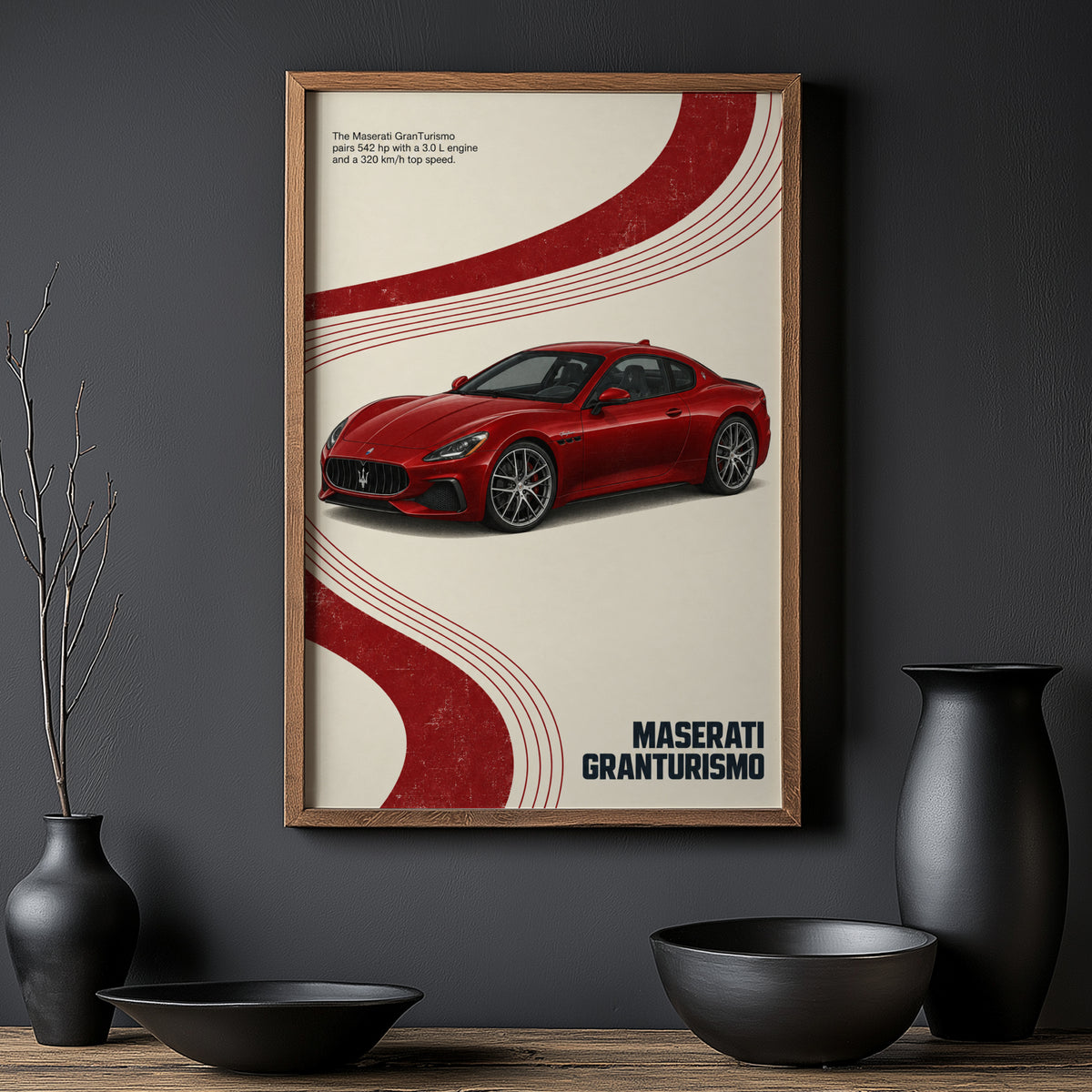 Vintage Maserati GranTurismo Print, Car Wall Art