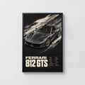 Vintage Ferrari 812 GTS Print, Supercar Wall Art