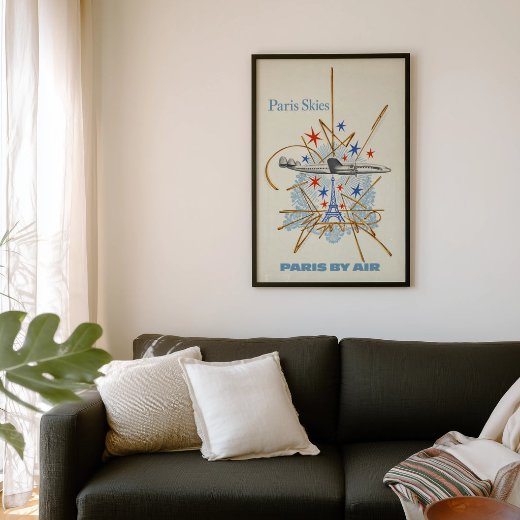 Vintage Paris Poster, Eiffel Tower Wall Art, Travel Print