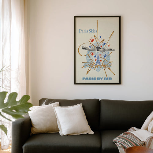 Vintage Paris Poster, Eiffel Tower Wall Art, Travel Print