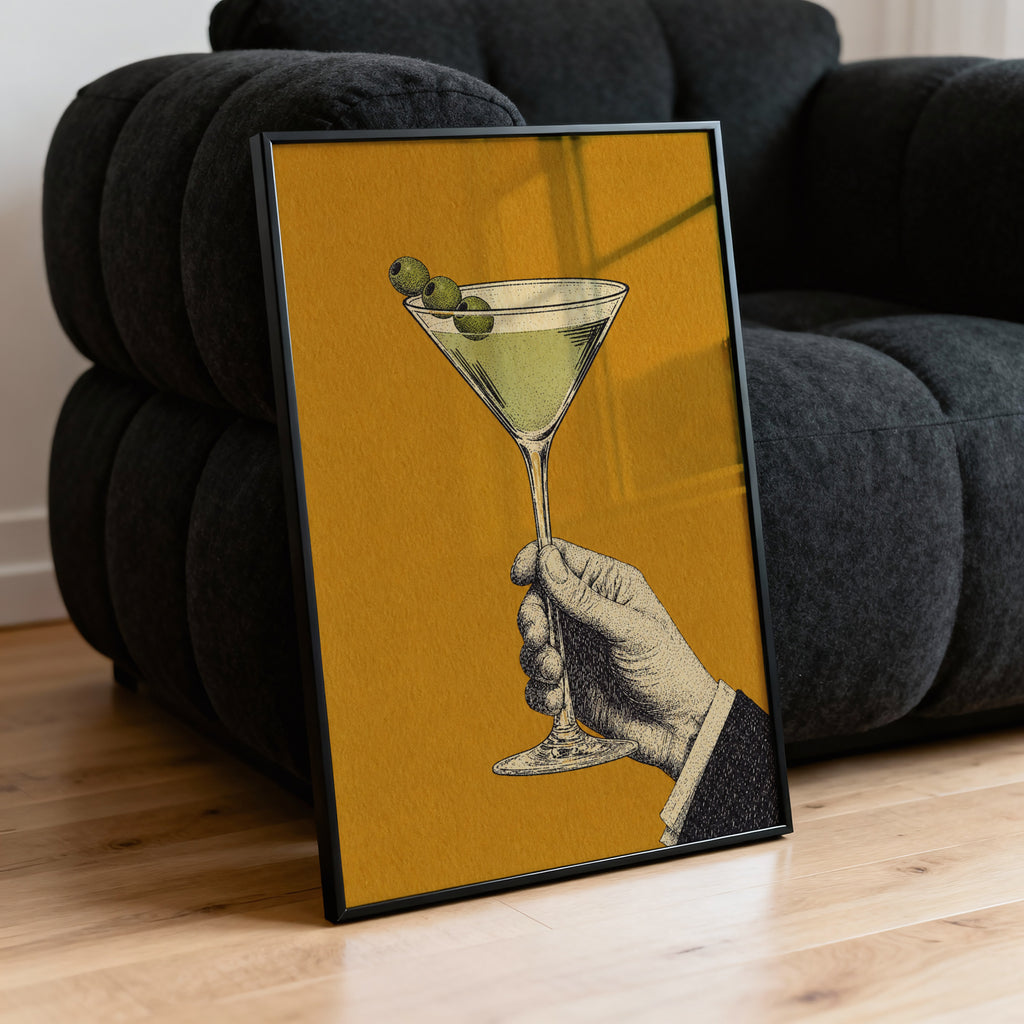 Vintage Martini Print Poster, Cocktail Bar Wall Art